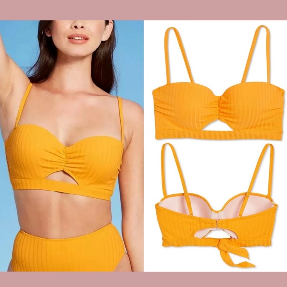 NWT Shade & Shore‎ [ 34B ] Lift Keyhole Bralette Bikini Top in Yellow - Picture 1 of 12